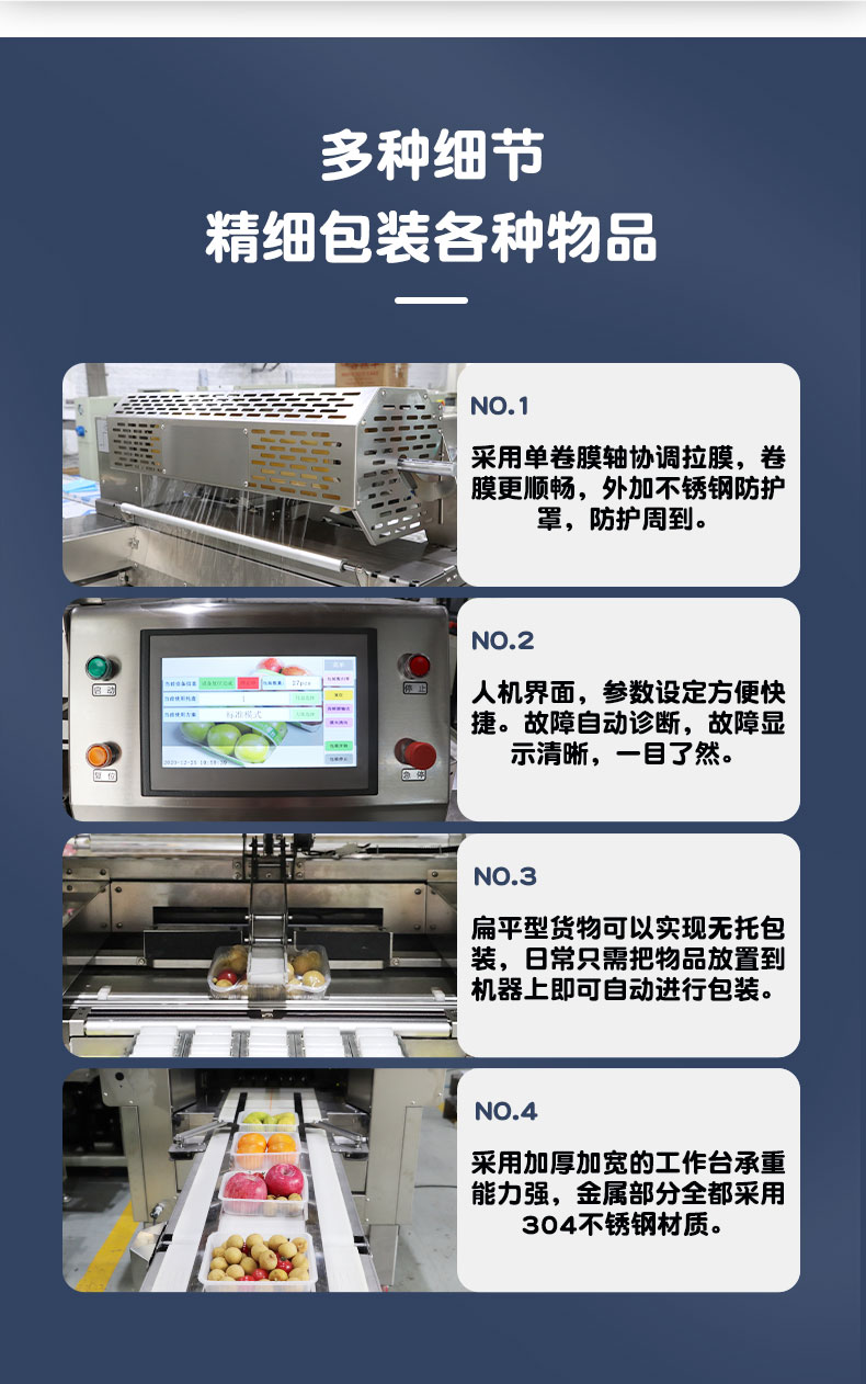 全自動(dòng)保鮮膜包裝機(jī) 生鮮果蔬包裝機(jī)(圖1)